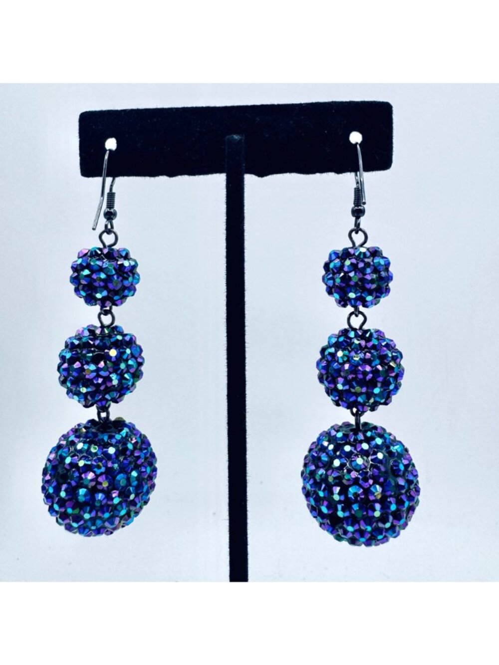 Sparkle Balls Dangle Earrings Disco Bon-Bon Drop Goth Glam Peacock Pink Lot of 3 - Picture 9 of 11